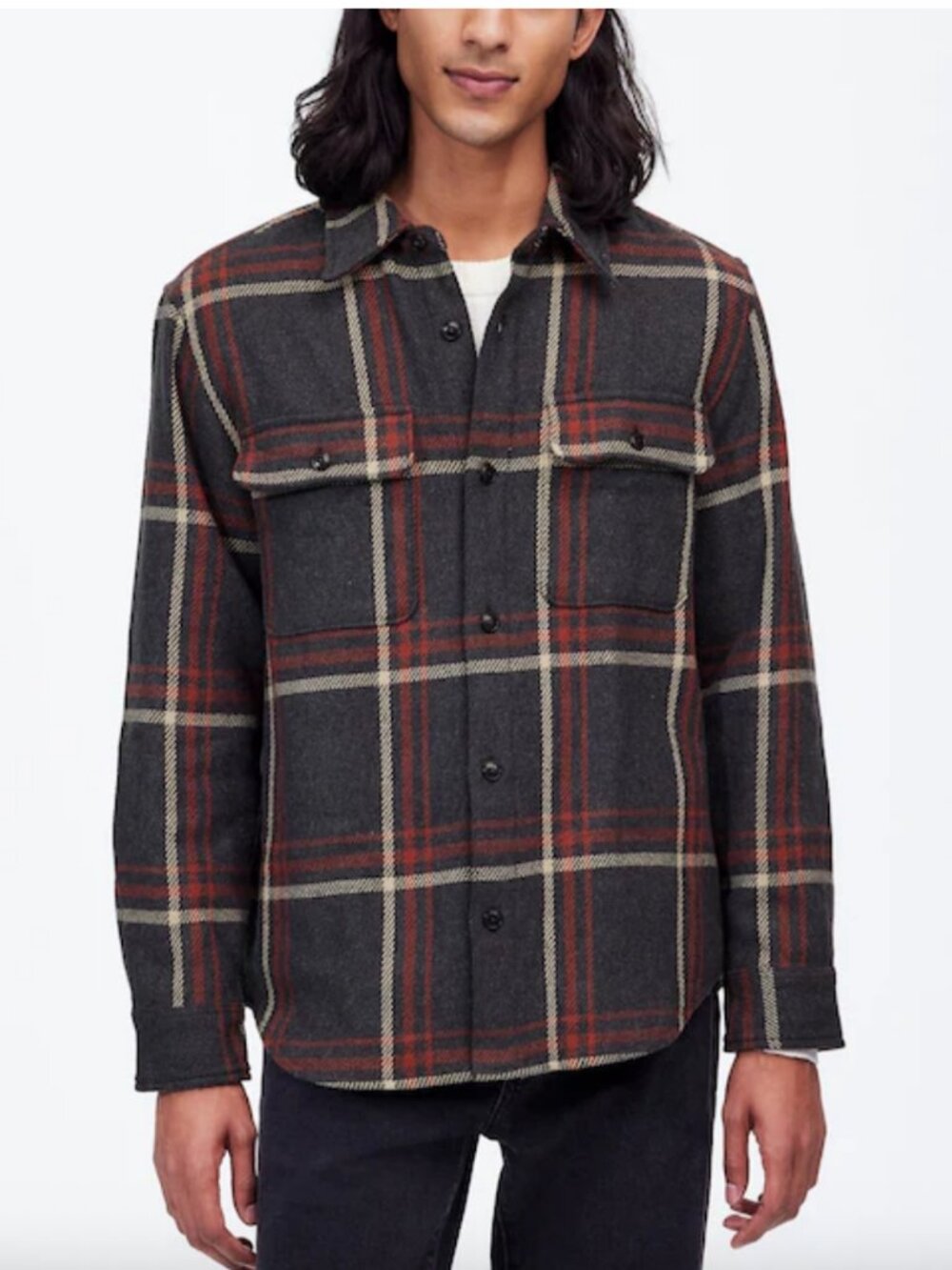 Madewell Brushed Easy Shirt-Jacket in Italian Fabric Mens Medium Plaid